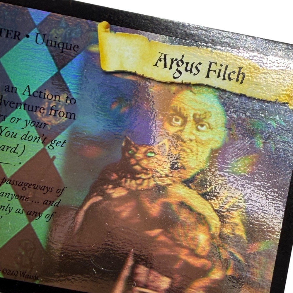 Harry Potter TCG Argus Filch 2/80 Holo Rare Chamber of Secrets 2002 Wizards TCG